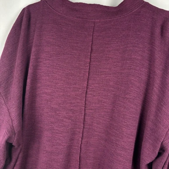 Pilcro Burgundy Plum Ruffled Bottom Sweater Long Sleeve Knit Blouse, XLarge - Picture 10 of 11